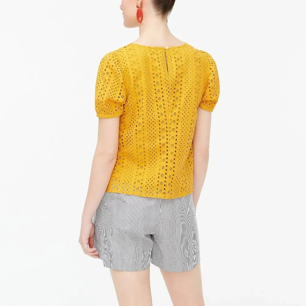 J. Crew Bronzed Eyelit Puff Short Sleeve Top XXL - Picture 4 of 5